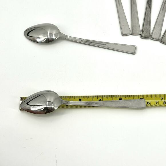 Lifetime Stainless Flatware SILVER LEAVES Japan/Korea NOS 7 Teaspoons MCM - Picture 6 of 9